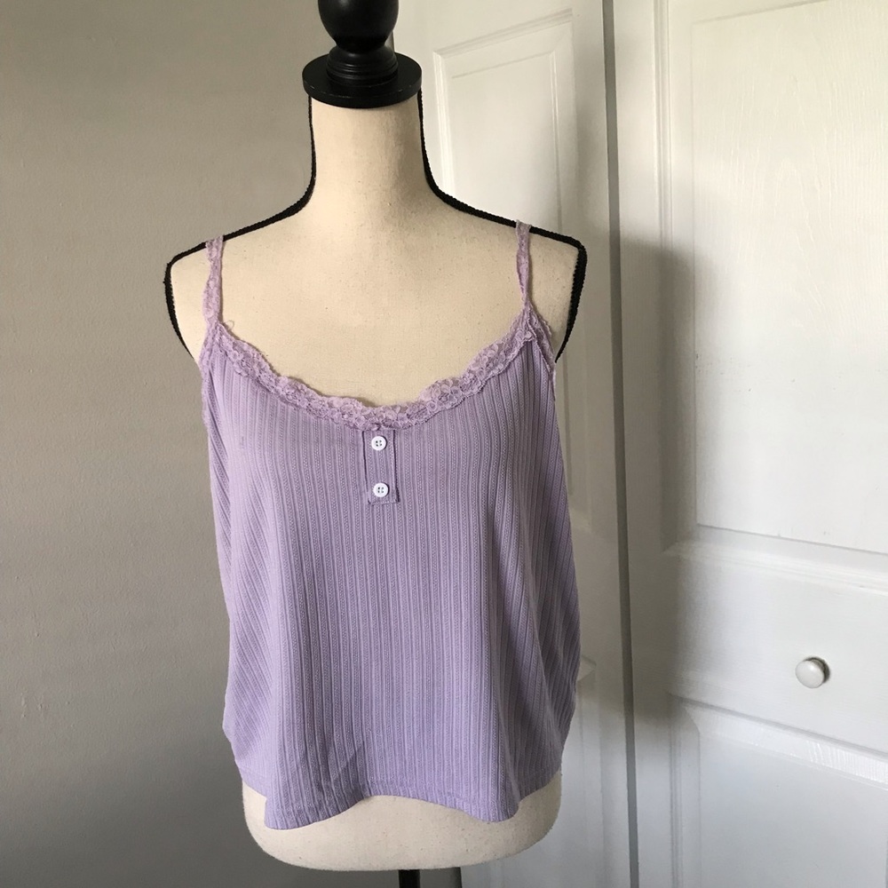 ❤️3X20 Women - Lace Trim Texturized Lilac Crop Cami | 2X